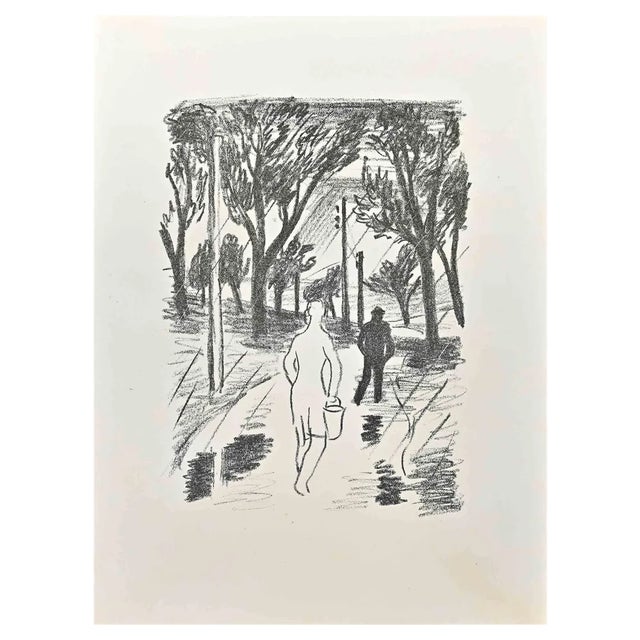 Wilhelm Gimmi, Walking Into The Forest, Lithograph, 1955 For Sale