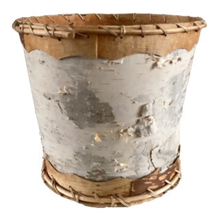 Large Birchbark Wastebasket in the Style of Baskets Made by Native American Arts and Crafts For Sale