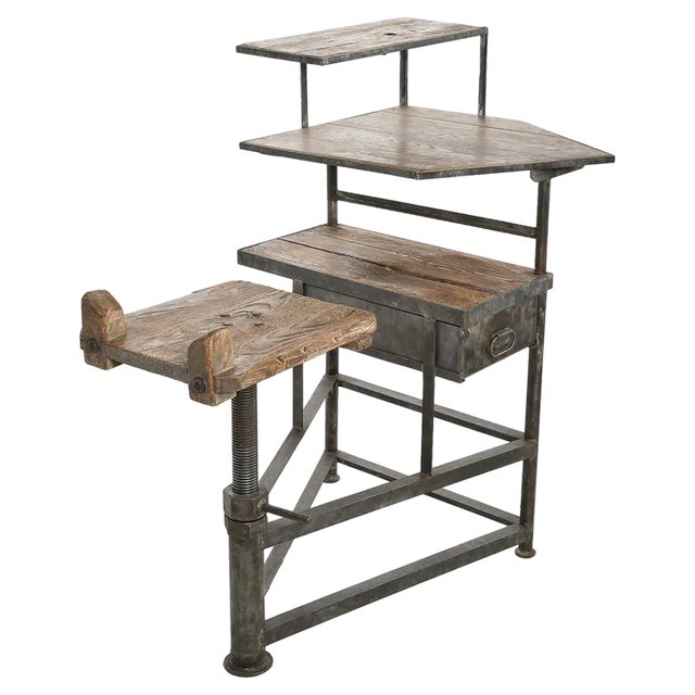 Antique Sculptor's Worktable in Wood & Metal For Sale