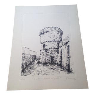 Carmelo Linciano, Baronial Palace Tower, Lizzanello, 1993, Lithograph For Sale