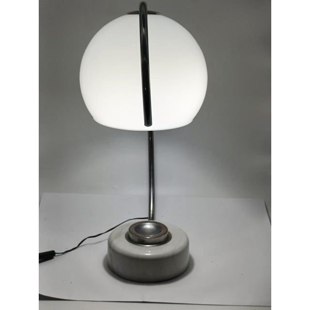 Glass Space Age Table Lamp with Marble Base and Storage Tray, Italy, 1970s For Sale - Image 7 of 10