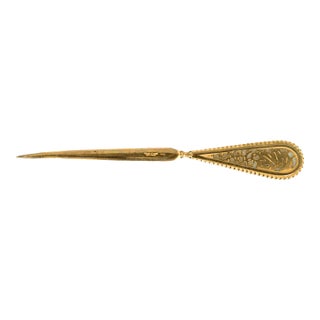 Tiffany Studios New York Grapevine Bronze Doré and Favrile Slag Glass Letter Opener For Sale