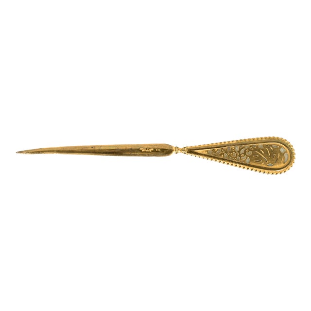 Tiffany Studios New York Grapevine Bronze Doré and Favrile Slag Glass Letter Opener For Sale
