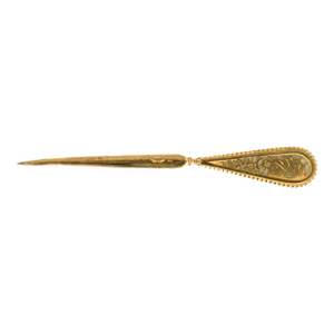 Tiffany Studios New York Grapevine Bronze Doré and Favrile Slag Glass Letter Opener
