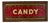 Vintage Hand Painted "Candy" Framed Sign, Red & Gold on Paper For Sale