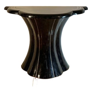 Vintage Maitland-Smith Demilune Sculptural Console Table in Tessellated Horn+Brass Inlay, Circa 1980s For Sale