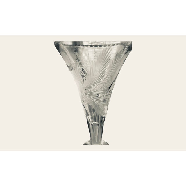 Antique Hand Blown Cut and Lead Crystal Trumpet Vase, 1910s For Sale In Washington DC - Image 6 of 9