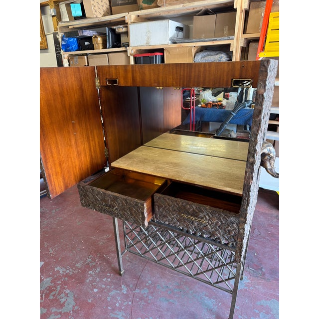1970s 1970s Vintage Maitland-Smith Lighted Elephant Bar Cabinet For Sale - Image 5 of 14