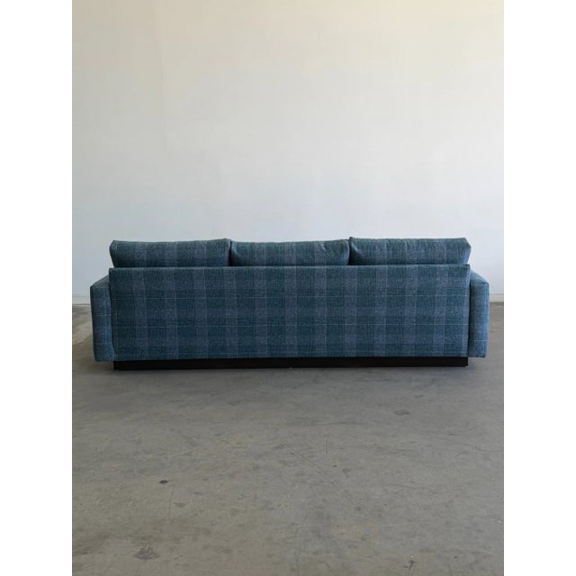 Blue Milo Baughman Tuxedo Style Sofa For Sale - Image 8 of 13