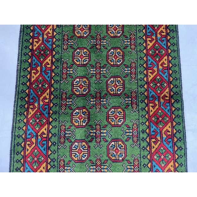 Green Mori Gul Tribal Geometric Runner Rug, 2'7" X 12'11" For Sale - Image 6 of 14
