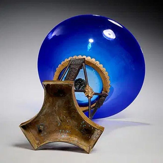 19th Century 19th Century Empire Style Gilt Bronze and Cobalt Glass Compote For Sale - Image 5 of 5