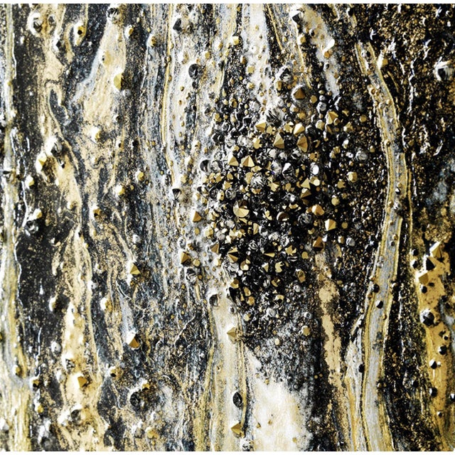 Abstract Gold Shadow Abstract Wall Art With Genuine Swarovski® Crystals For Sale - Image 3 of 5