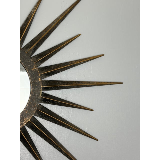 Mid 20th Century Modern Metal Starburst Wall Mirror For Sale In Greensboro - Image 6 of 9