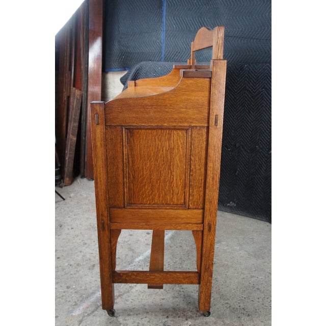 Antique Come-Packt Quartersawn Oak Mission Buffet Sideboard Server W Mirror For Sale - Image 11 of 13