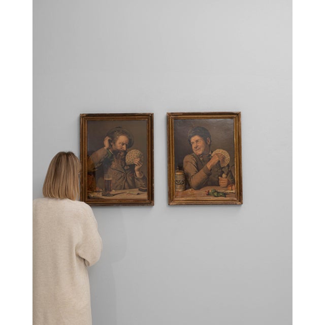 20th Century French Brown Wooden Framed Wall Art Decor - A Pair For Sale - Image 17 of 18