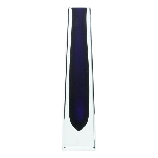 Vintage Glass Vase in Blue Violet with Pyramid Shape, Germany, 1960s For Sale