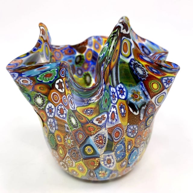 Murano Vintage Murano Campanella Millefiori Handkerchief Vase For Sale - Image 4 of 8