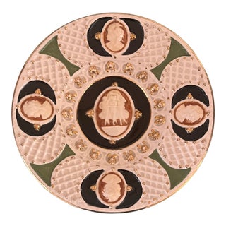 Antique Handpainted Art Deco Decorative Centerpiece Cameo Plate For Sale