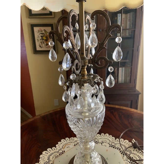 Glass Vintage French Crystal Lamp For Sale - Image 7 of 8