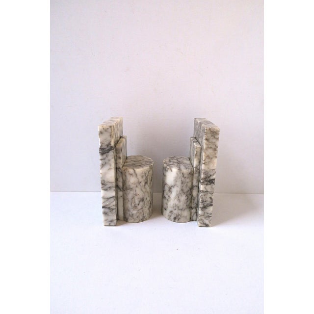 Italian Art Deco Modern Alabaster Marble Bookends, Pair For Sale - Image 9 of 11