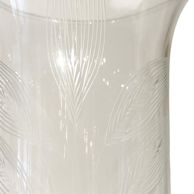 Pair of Blown Glass Wheat Etched Hurricanes For Sale - Image 11 of 14