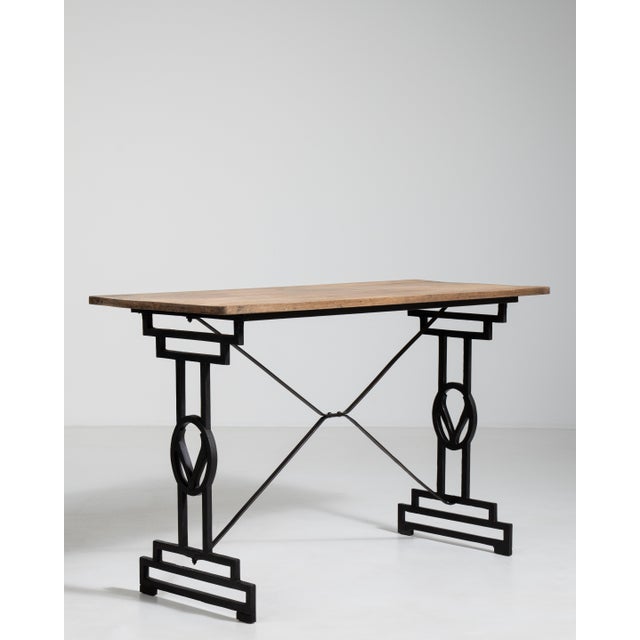 Cast Iron Bistro Table with Oak Top, Antique, France, 20th Century For Sale - Image 10 of 17