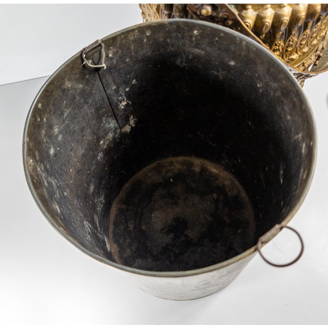 19th Century French Repousse Brass Coal Scuttle or Waste Basket, Fireplace For Sale - Image 11 of 18