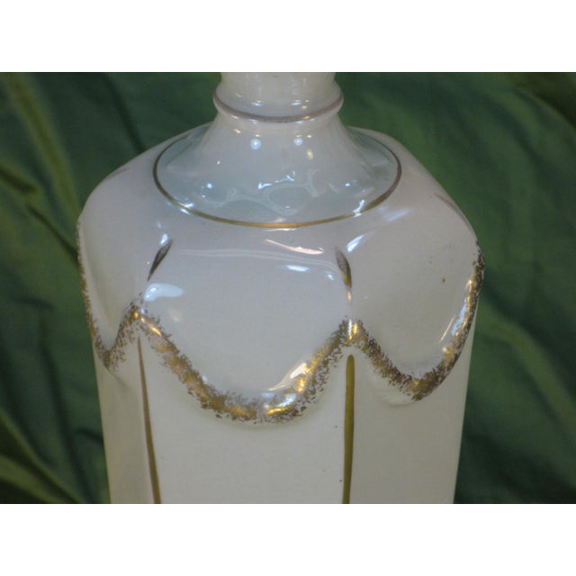 White Early 20th Century Table Lamp French Empire Style Neoclassical Porcelain For Sale - Image 8 of 11