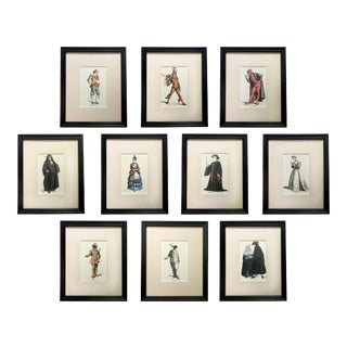 Italian Framed Commedia Dell'arte Comedy Engravings - Set of 10 For Sale