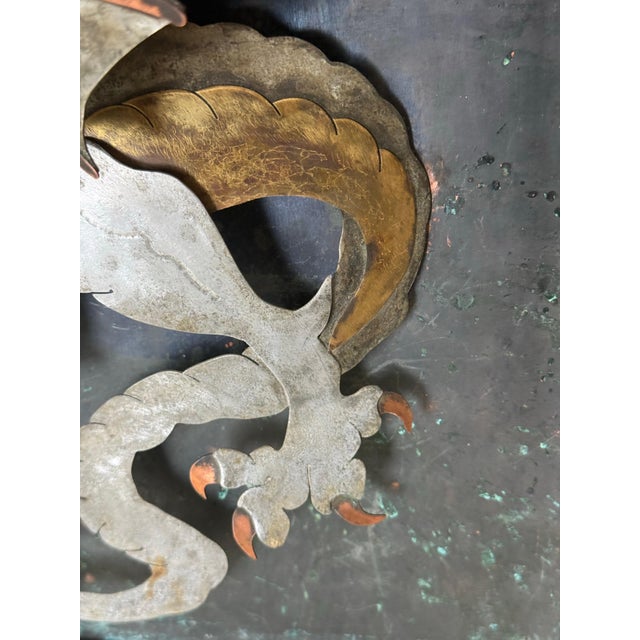 Copper Sculptural Dragon Wall Light in Mixed Metals and Oxidized Copper by Mathieu Matégot, 1970s For Sale - Image 8 of 17