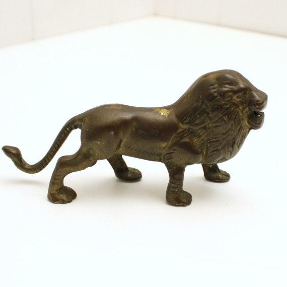 Vintage Solid Brass Lion Figurine Chairish