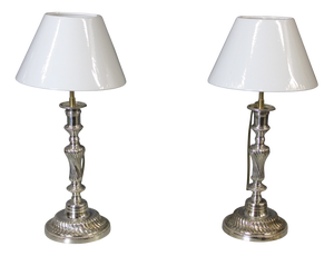 Silvered Bronze Lamps, 1830, Set of 2