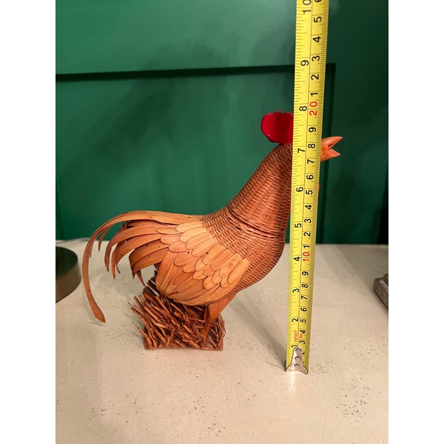Mid Century Rattan Woven Rooster Basket For Sale - Image 10 of 10