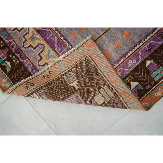 1970s Hand Knotted Colorful Oushak Medallion Rug - 3'10'' X 7'9'' For Sale - Image 12 of 12