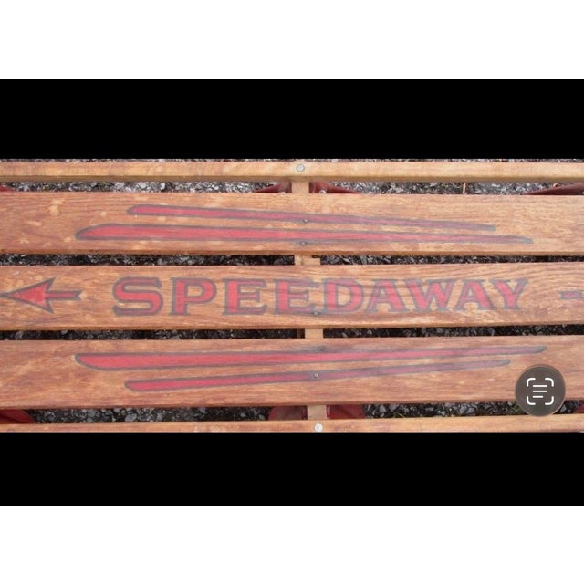 1950s 1950s Vintage Gladding Speedway ~40" Ash Wood & Steel Snow Sled - Pristine Logo For Sale - Image 5 of 8