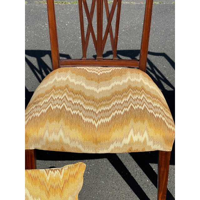 Brown Set of 4 Antique 18th Century Carved Mahogany Hepplewhite Chairs For Sale - Image 8 of 11