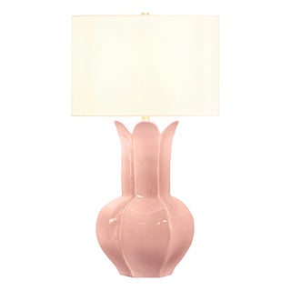 Matthew Izzo Home Lyla Pink Glaze Ceramic Table Lamp With Shade For Sale