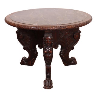 Vintage English Carved Lamp Table, 1890s For Sale