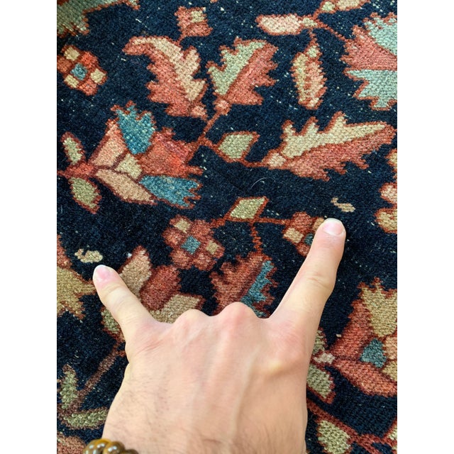 Pink Majestic Navy & Pink Antique Persian Ferehan Sarouk - 9′10″ × 12′11″ For Sale - Image 8 of 13