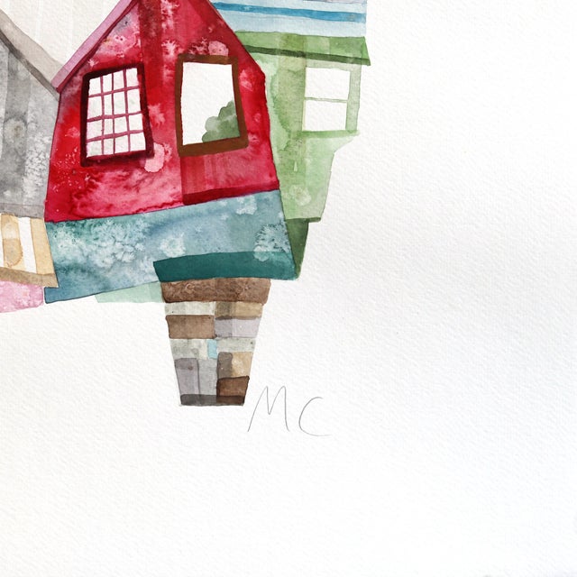 2020s Boston - Abstract Color Drenched Urban Cityscape Watercolor Original Artwork by Maria C Bernhardsson For Sale - Image 5 of 6