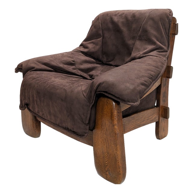 Brutalist Oak Armchair, 1970s For Sale