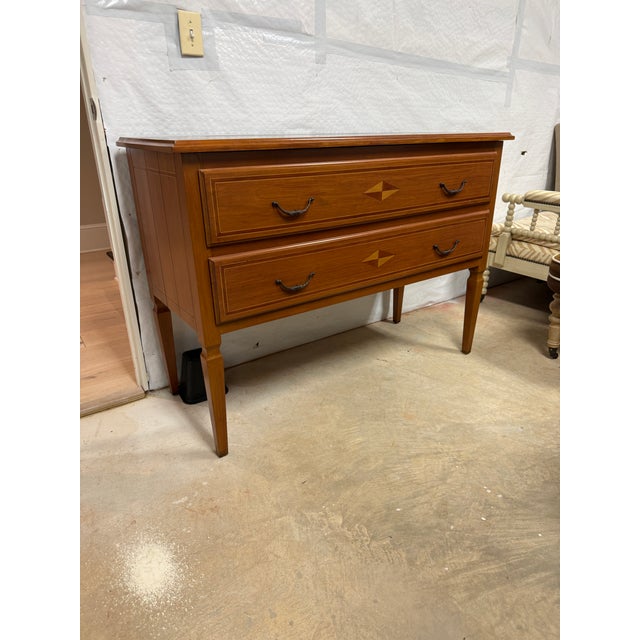 Vintage Niermann Weeks Sideboard This is a directoire style cherry wood chest of drawers with intarsia banding and inlay...