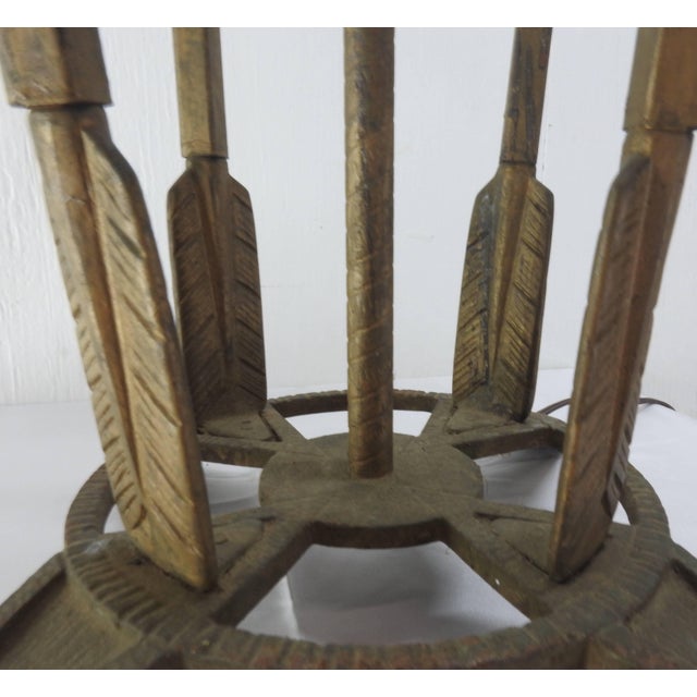 Green Verona Arrow Bronze Lamp With Crested Globe For Sale - Image 8 of 11