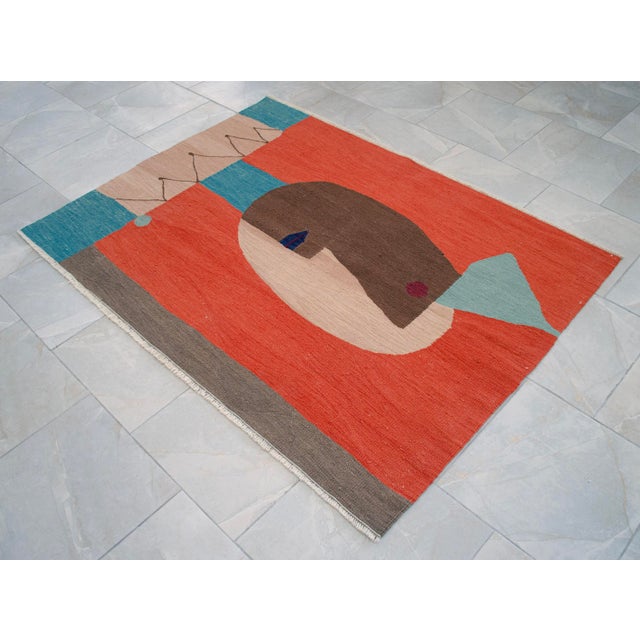 2020s Paul Klee "Clown "Inspired Hand Woven Area Rug & Wall Decor - 3′10″ × 5′4″ For Sale - Image 5 of 14