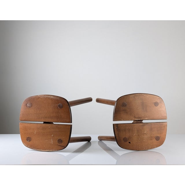 Wooden Stools by Pierre Gautier Delaye, France, 1960s, Set of 2 For Sale - Image 6 of 18