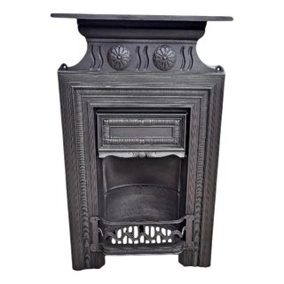 Antique Victorian Cast Iron Fireplace Surround and Grate, 1800s For Sale