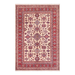 1990s 1990s Rustic Kazak Beige/Red Wool Rug - 8'1'' X 9'7'' For Sale