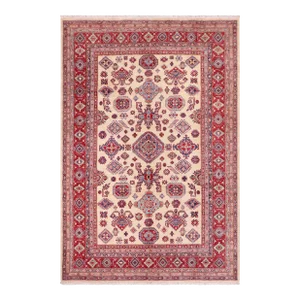 1990s 1990s Rustic Kazak Beige/Red Wool Rug - 8'1'' X 9'7''