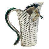 1980s Emilia Castillo Leaf-Form Silver Pitcher With Dragonfly Detail For Sale