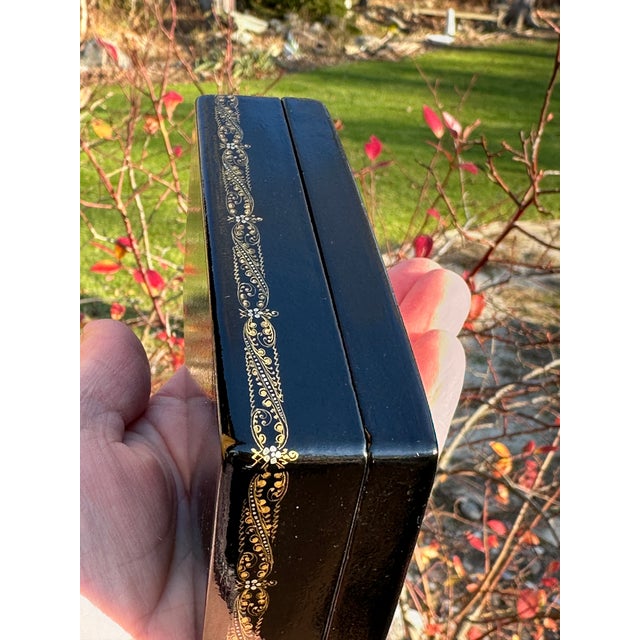 Lacquer Box – Palekh Paper Mâché, Hand-Painted Horses & Rider, Signed Smirnov 1977 For Sale - Image 12 of 12